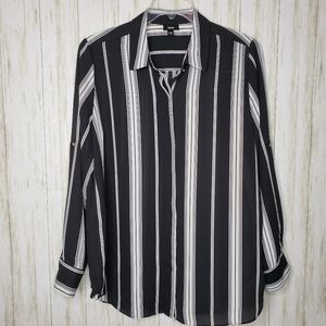 Mossimo Women's XXL Blouse Striped Black White Top
